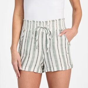 Free People Sage and White Striped High Waist Shorts